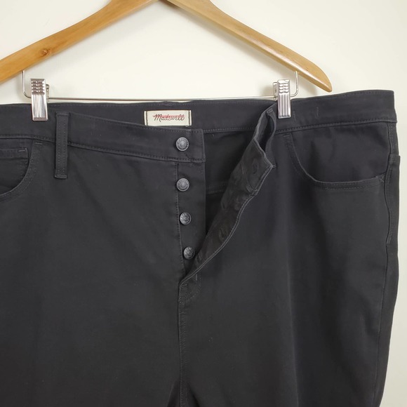 MADEWELL | HIGH RISE BUTTON FLY JEGGINGS BLACK DENIM JEAN RAW HEM PLUS SIZE 37 - Picture 7 of 17